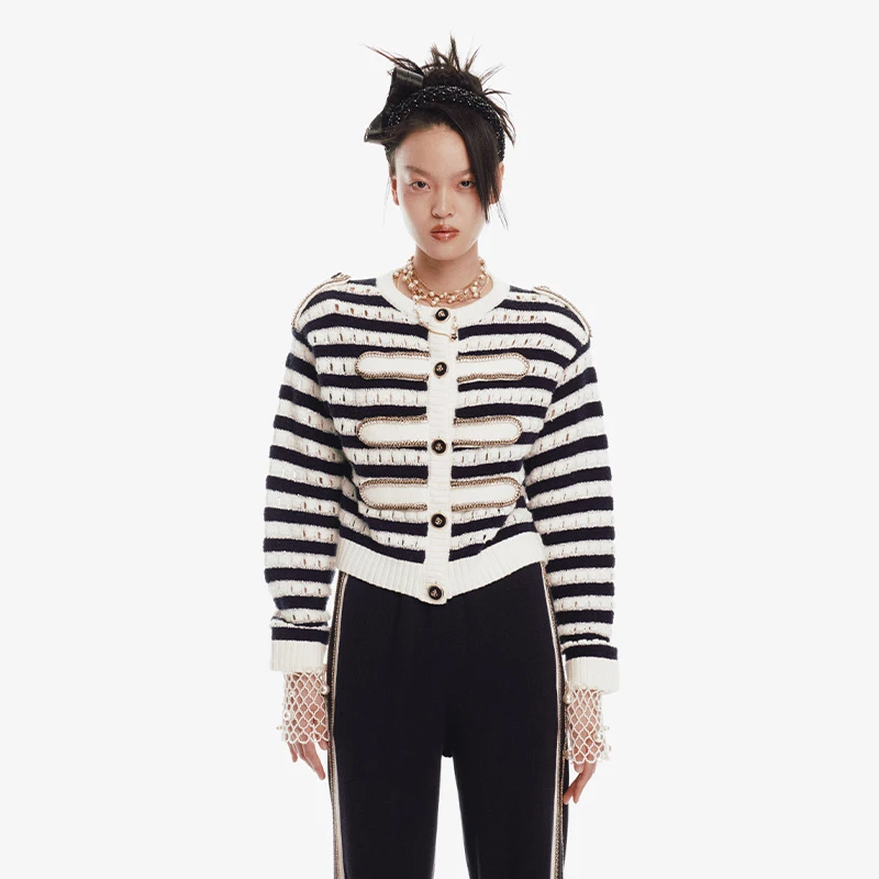 【蜜思仝专属】LE FAME/拉飞姆条纹针织外套