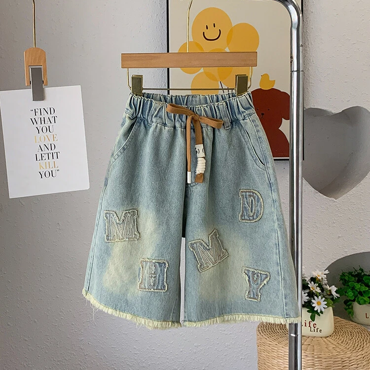 女童夏装2024新款洋气时髦大童牛仔短裤薄款外穿儿童夏季五分裤子