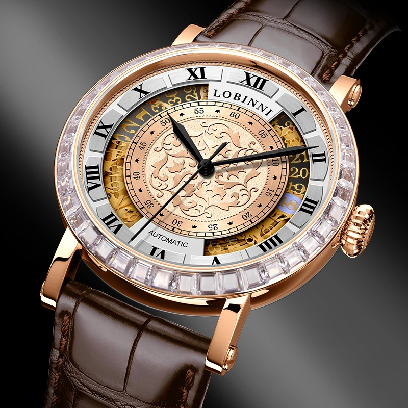 【特惠活动】罗宾尼高档商务休闲男士多功能腕表防水机械手表18030