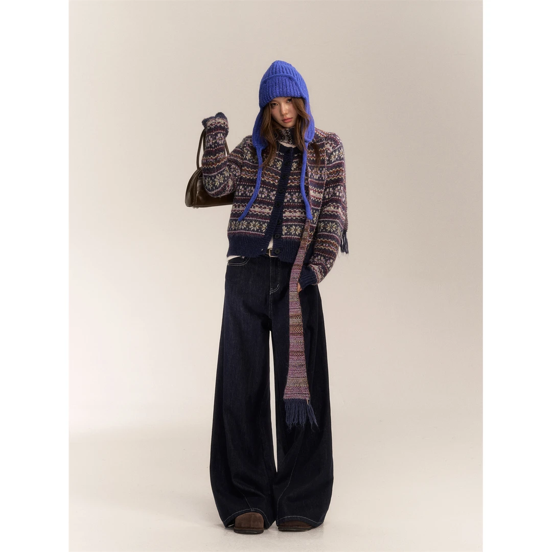 【反季清清福利】AsGony 解构感弯刀宽松阔腿牛仔裤