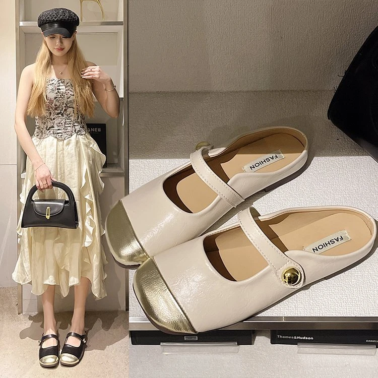 【英伦少女】网红凉鞋时尚夏季半拖平底凉拖软底春夏法式