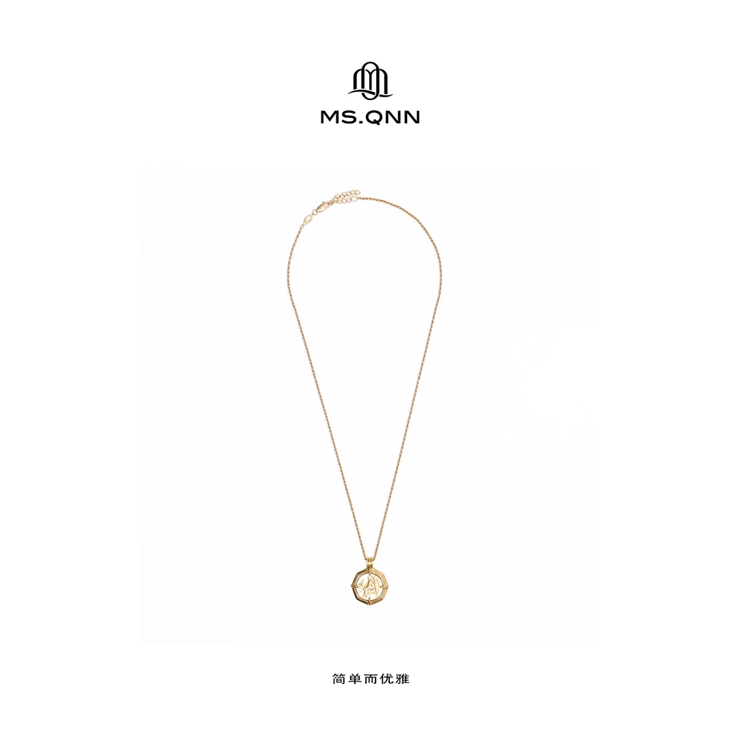 Ms.Qnn 链子925银 “罗马浮雕项链”八角盾牌吊坠锁骨链25FS005 Q姐