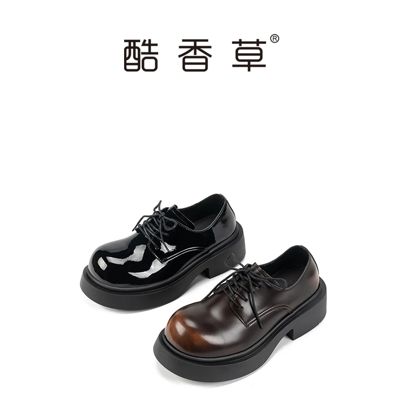 女2024秋季新款欧洲厚底休闲乐福百搭英伦风皮鞋圆头软底