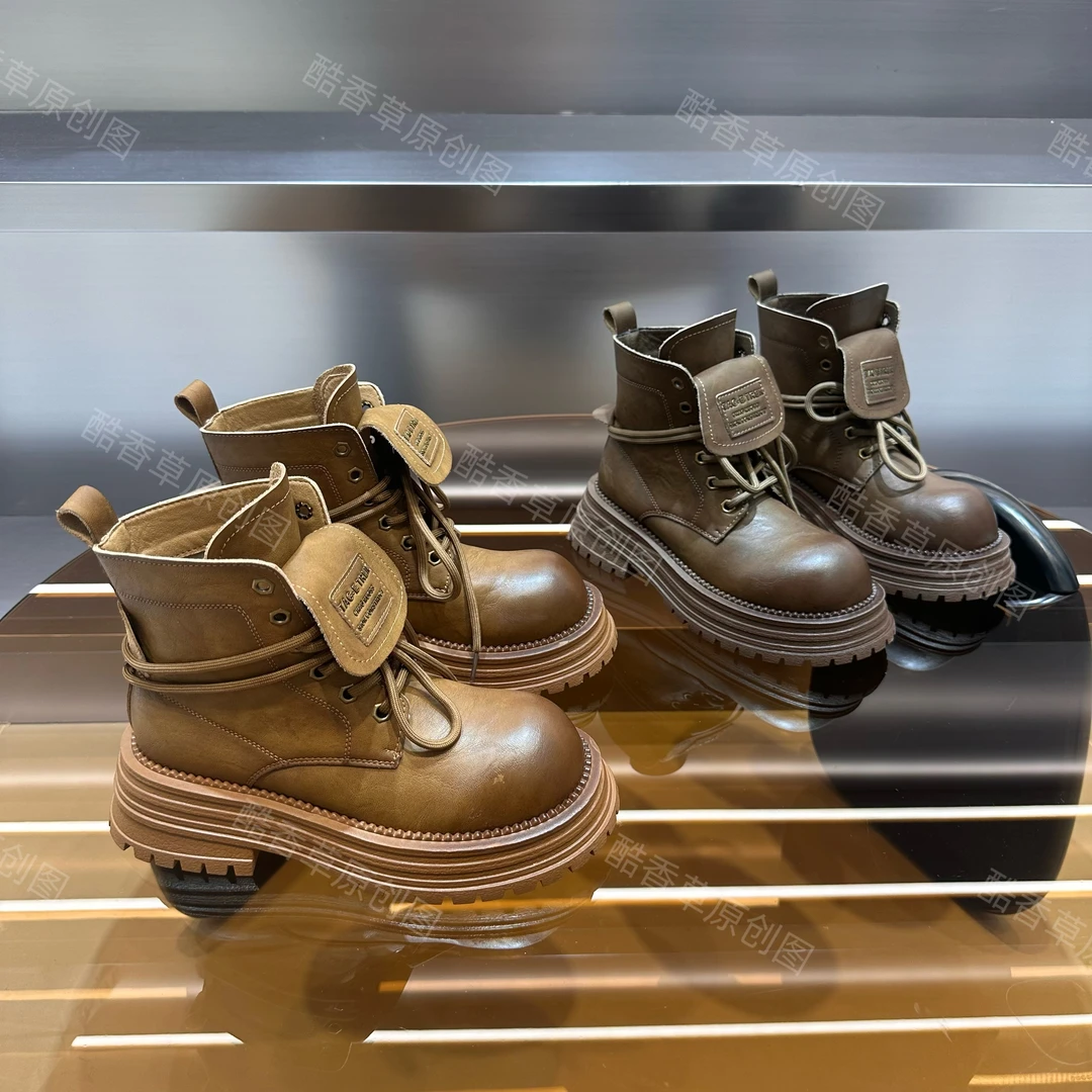 马丁靴2024英伦风靴子新款短靴翻领机车靴大黄靴两穿百搭英伦风