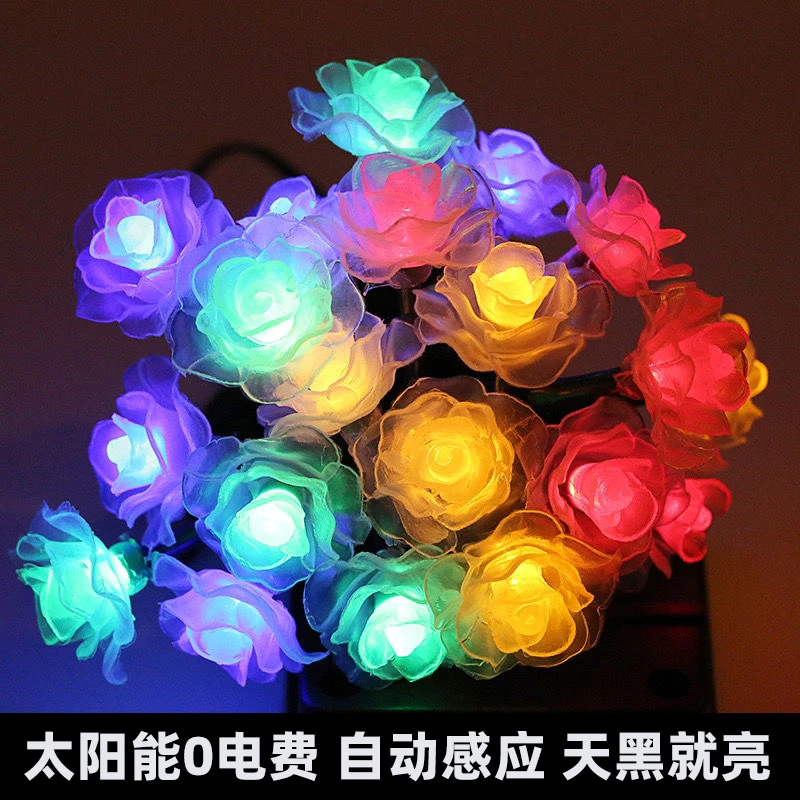太阳能led树上小彩灯闪灯串灯家用装饰庭院阳台花园户外防水彩灯