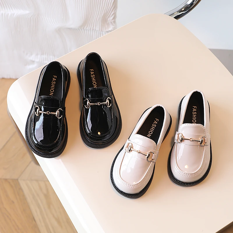 女童黑色皮鞋演出鞋春秋皮面单鞋时尚小学生秋季白色公主