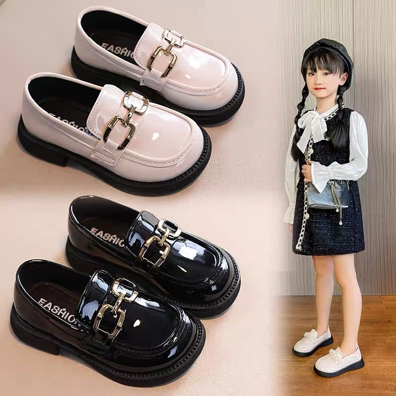 ABC女童公主乐福鞋2025春秋新款儿童小女孩软底中大童黑色小皮鞋