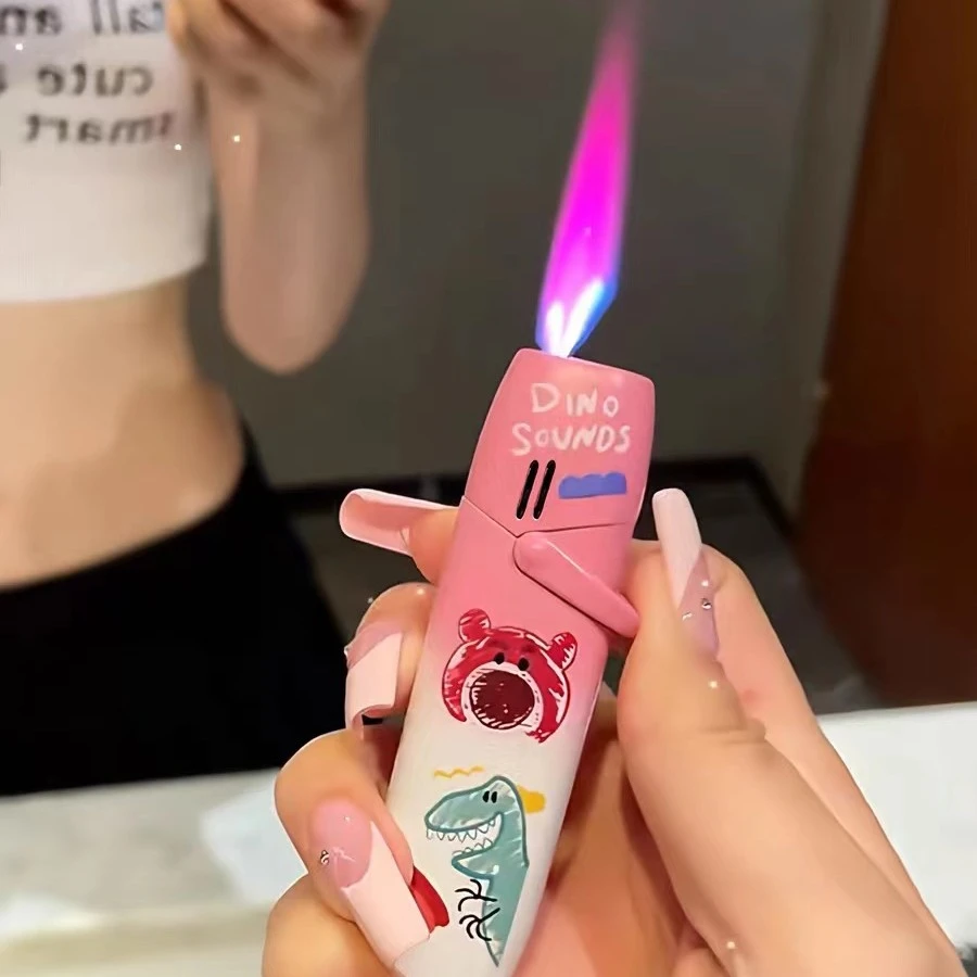 网红款高颜值打火机防风粉色火焰可爱三丽鸥图案情人节送老公礼品