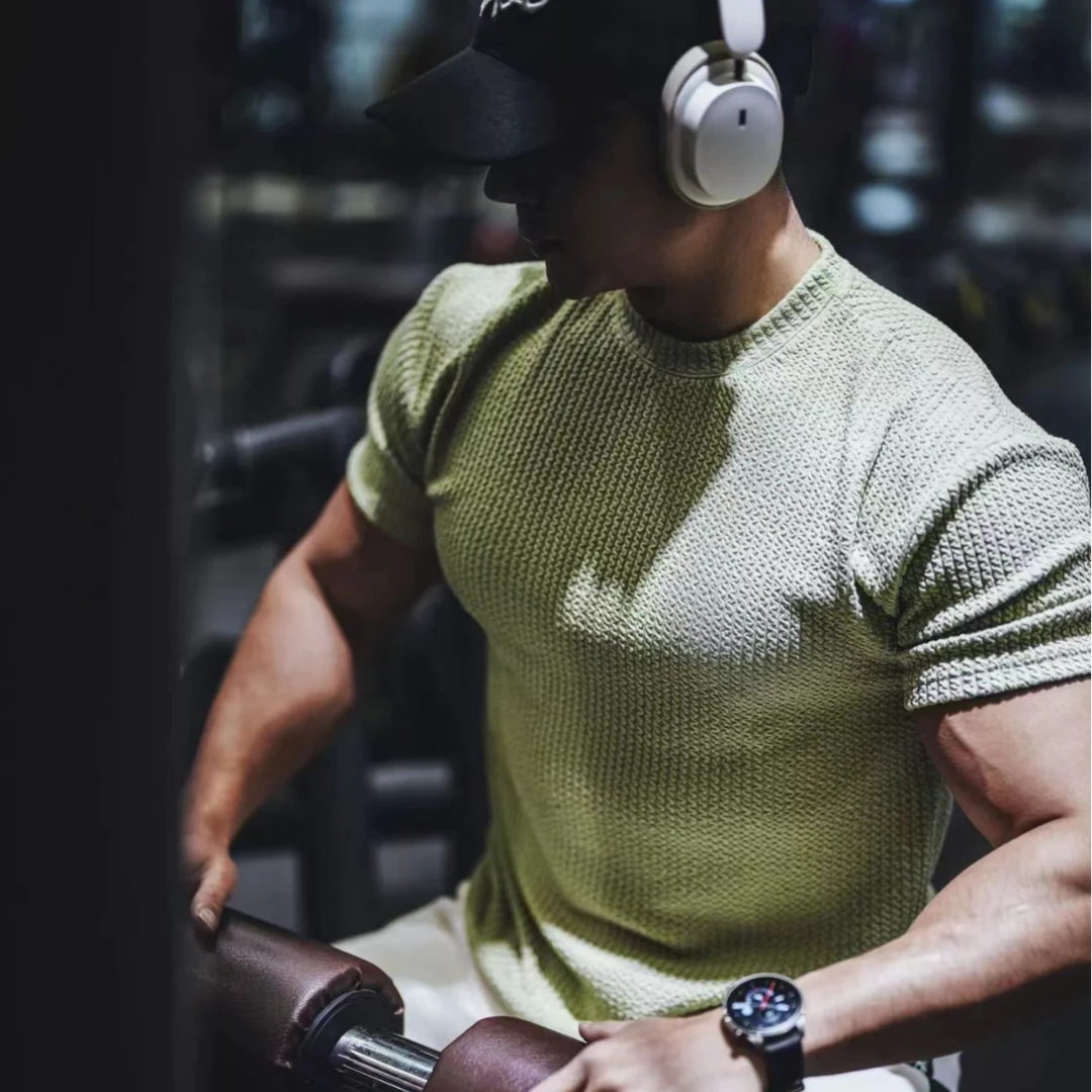 重磅肌理纹 短袖男T恤运动健身圆领透气速干肌肉训练撸铁狗潮牌