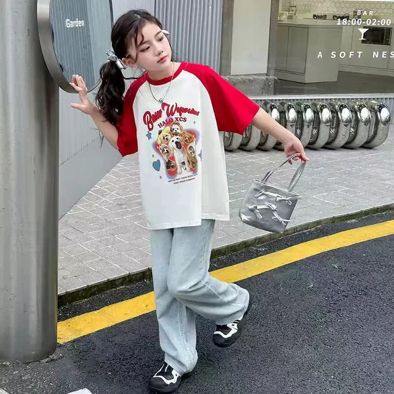 406296《现》小涵家玲姐优选韩版儿童休闲日常百搭可爱小狗短袖