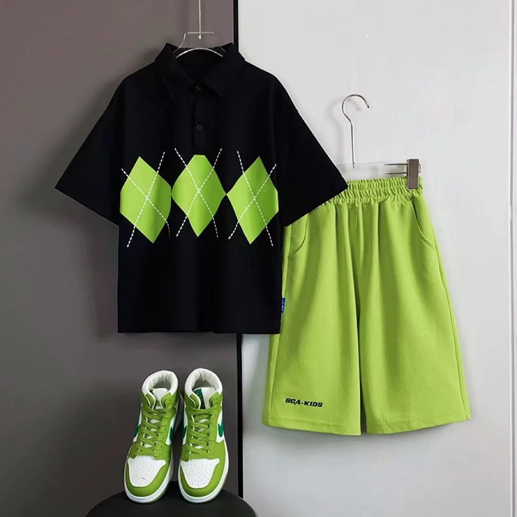 407026《现》小涵家玲姐优选夏季韩版儿童舒适时尚洋气个性套装