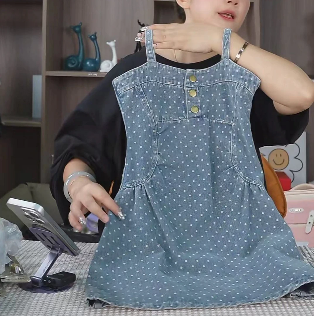 407202《现》玲姐精选韩版女童夏季时尚休闲洋气日常斑点连衣裙