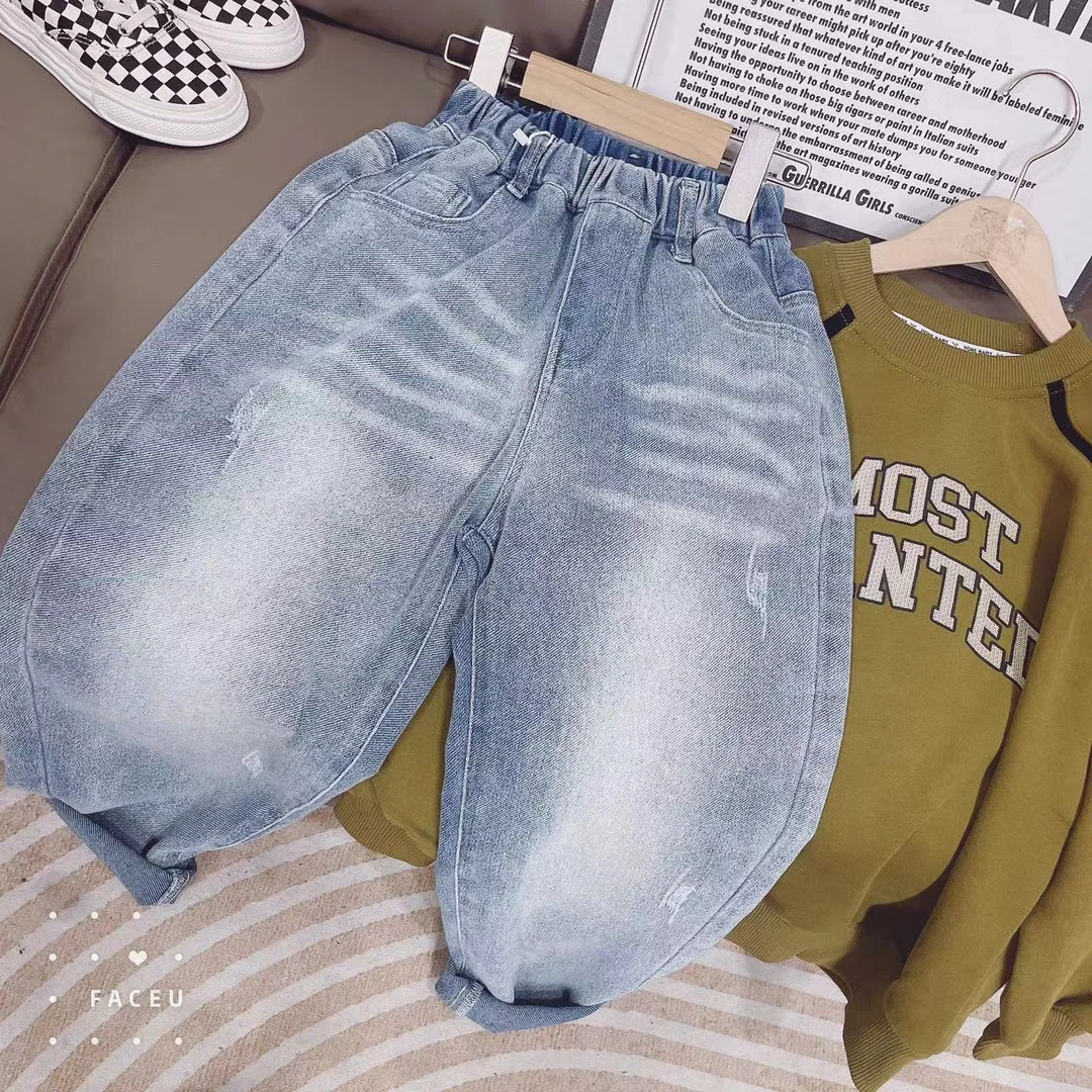 403250《5-13》小涵家玲姐优选韩版春款儿童时尚潮流洋气牛仔裤