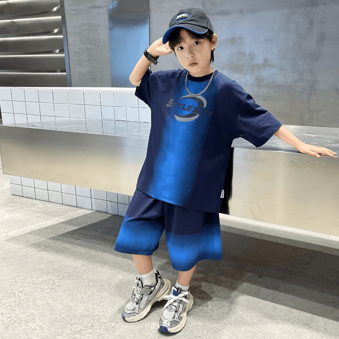 406199《现》涵家玲姐优选韩版儿童休闲舒适时尚渐变日常休闲套装