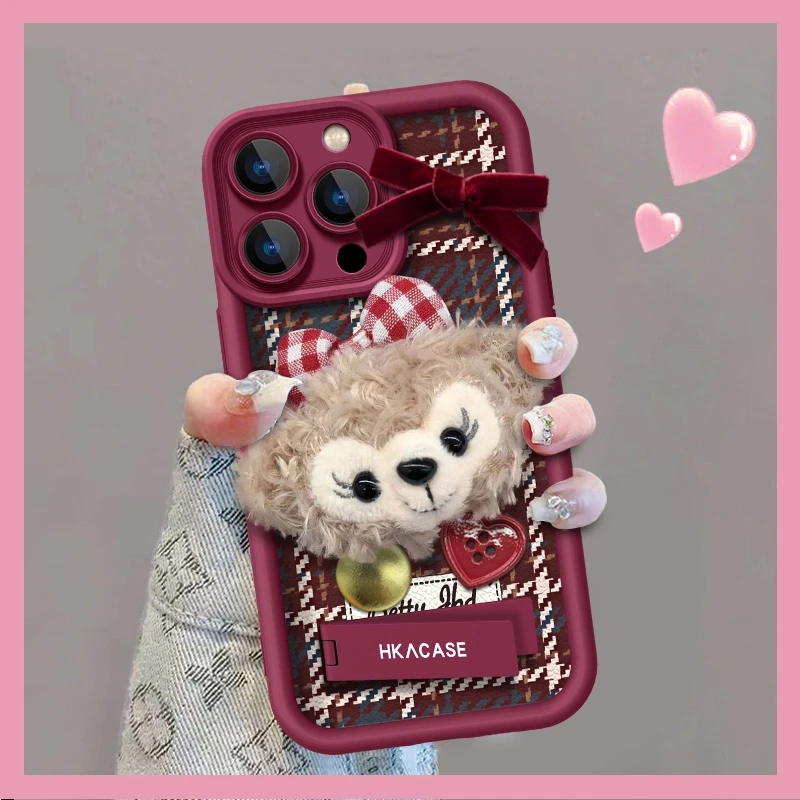蝴蝶结小熊适用苹果vivo华为oppo小米iPhone16天眼皮纹手机壳