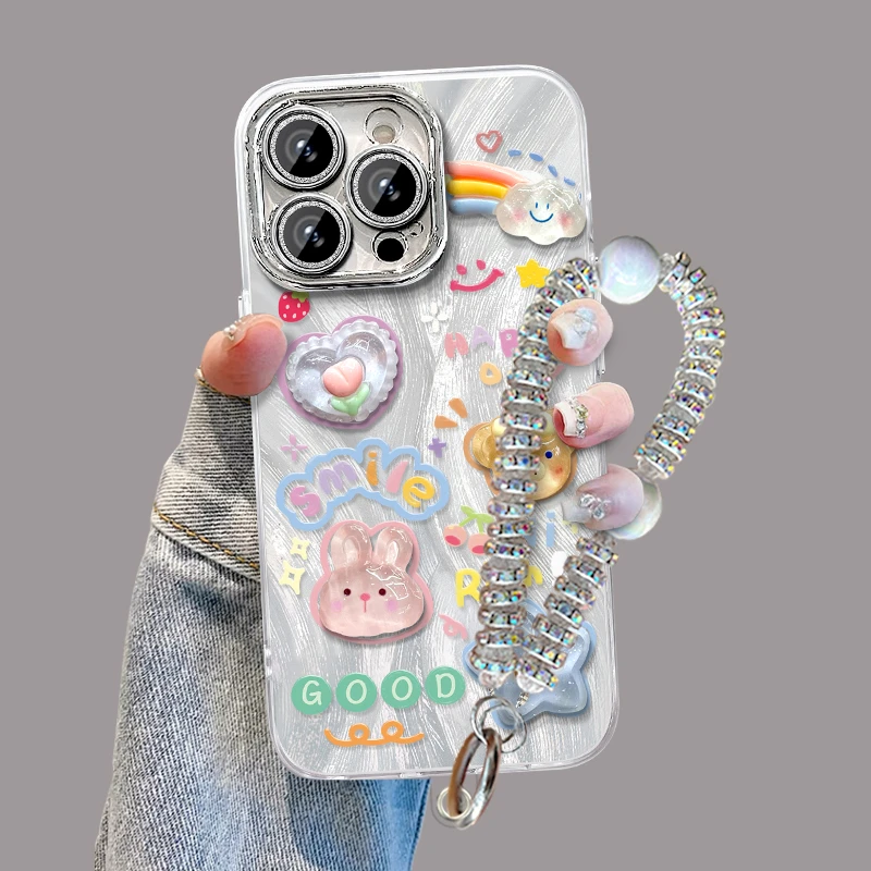 星星公仔适用苹果vivo华为oppo小米iPhone15精孔羽纱手机壳