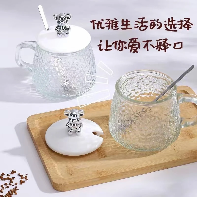 【三元福利品求好评】小熊玻璃杯耐热餐杯ins办公室水杯高颜值把手