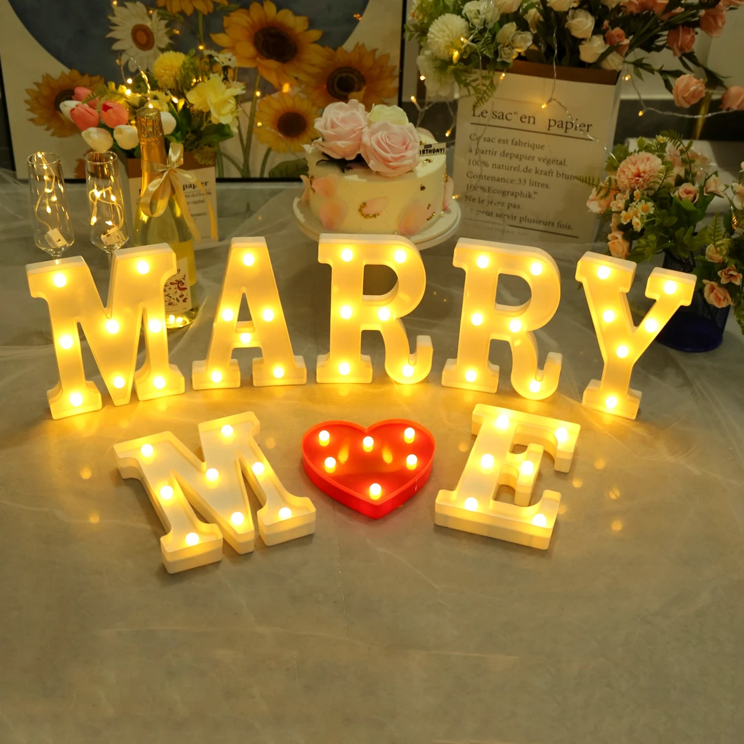 创意MARRYME求婚灯连体我爱你LED灯仪式感表白布置场景氛围灯
