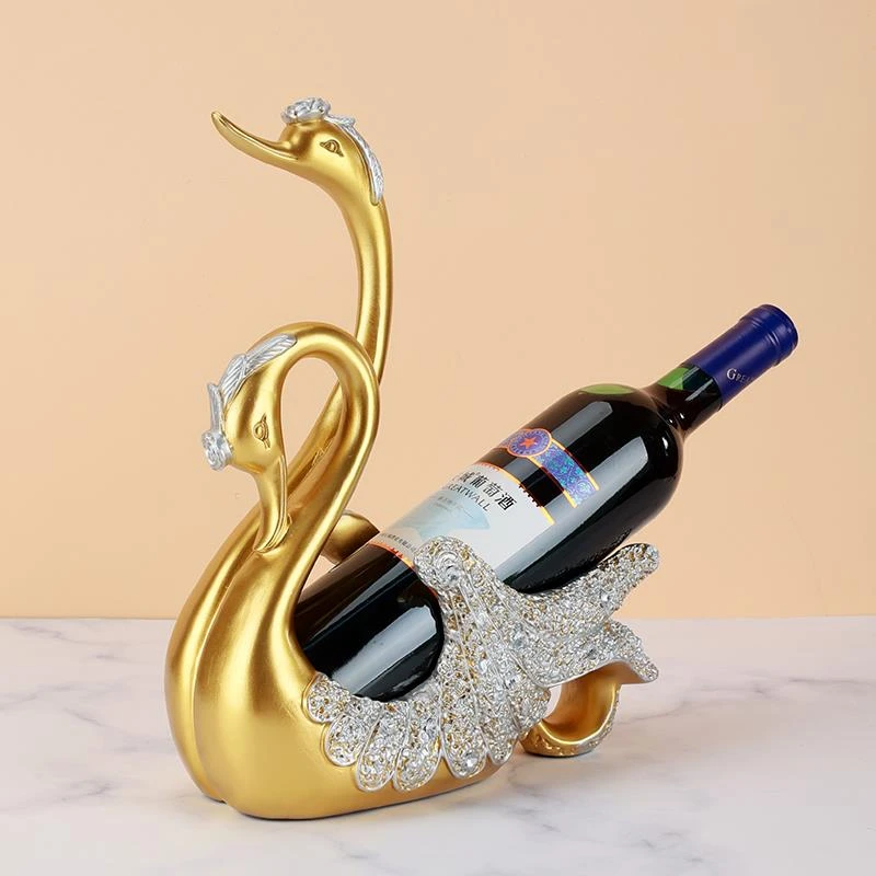 情侣天鹅红酒架摆件创意欧式葡萄酒瓶架客厅餐桌酒柜装饰品礼物