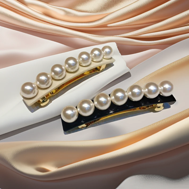 明星同款巴黎亚历家山大玉珠七豆弹簧夹415