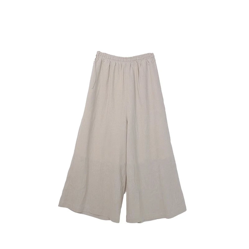 忱禾 | 设计师款新中式白色亚麻长裤