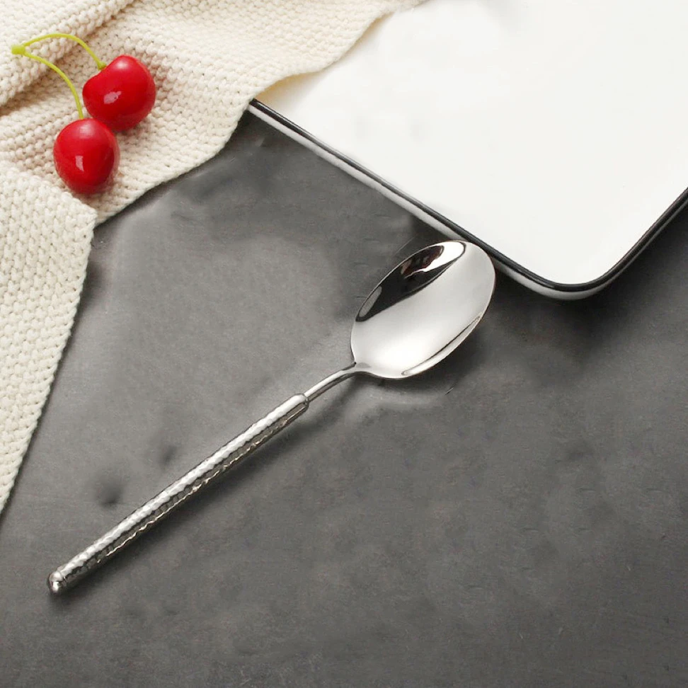 【设计定制款】304不锈钢创意钻纹家用勺子