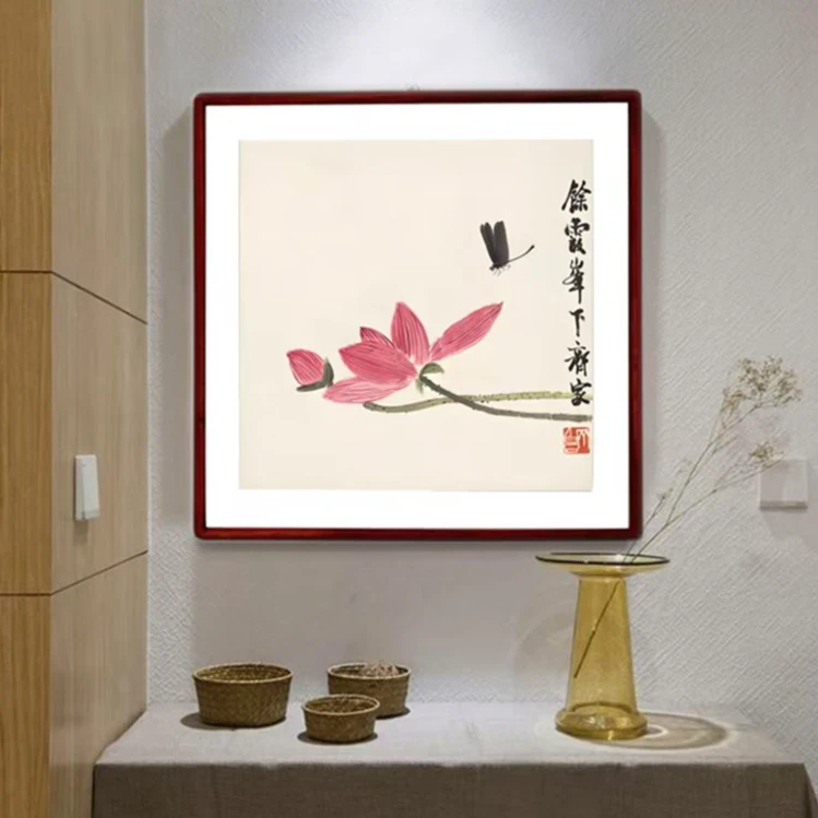 38*38买一赠一+红花梨木+有机玻璃+实木画框+宣卡随机