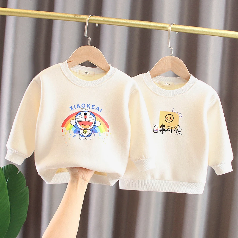 男女童T恤长袖春秋冬洋气卫衣儿童白色女宝宝一体加绒打底衫