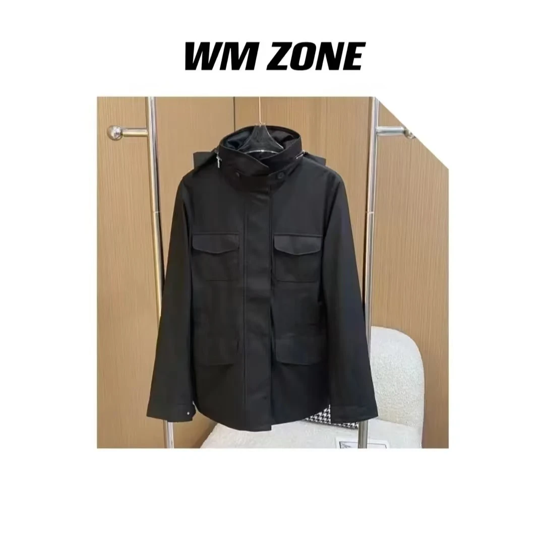 虎儿 4-1713 连帽收腰修身休闲风衣