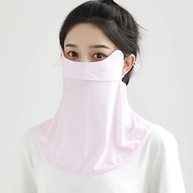 冰丝舒适降温夏季轻薄防晒防紫外线护颈遮脖子面罩速干透气面料