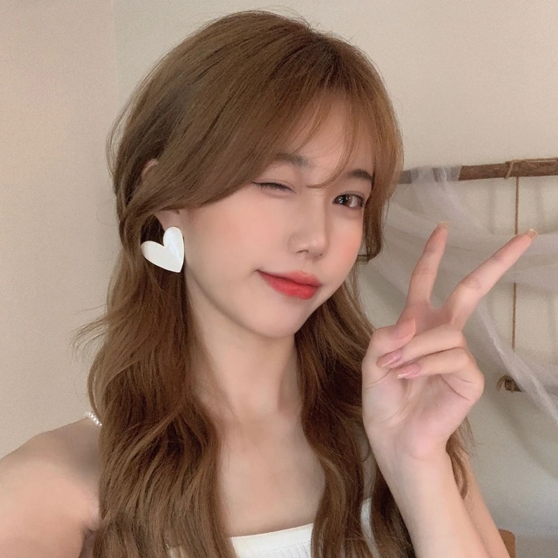 铜合金耳饰 油画质感韩系显瘦滴油大爱心 A193