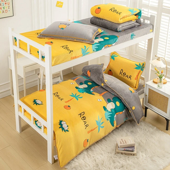 【三件套2025新款小号学生用】高克重加厚牛奶绒三件套单人学生宿舍