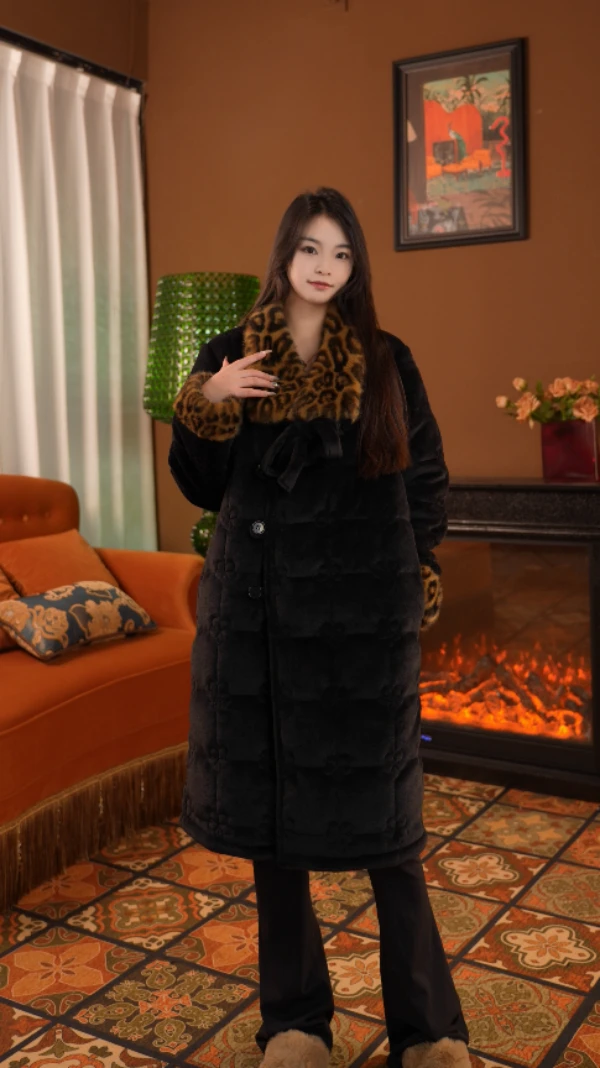 【黑豹●长款】【小鱼儿】家居服三层夹棉加厚冬款保暖套装