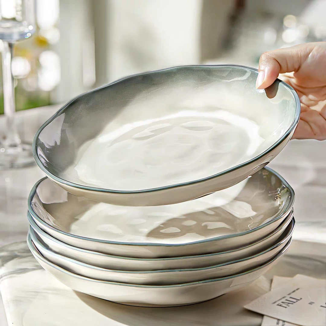 烟雨谣菜盘盘釉下彩8英寸盘子家用轻奢24新款陶瓷深盘高级餐具