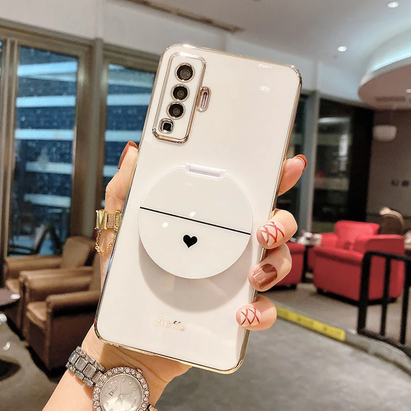 vivox50手机壳V2001A女潮化妆镜子防摔pro软壳x50镜头全包支架