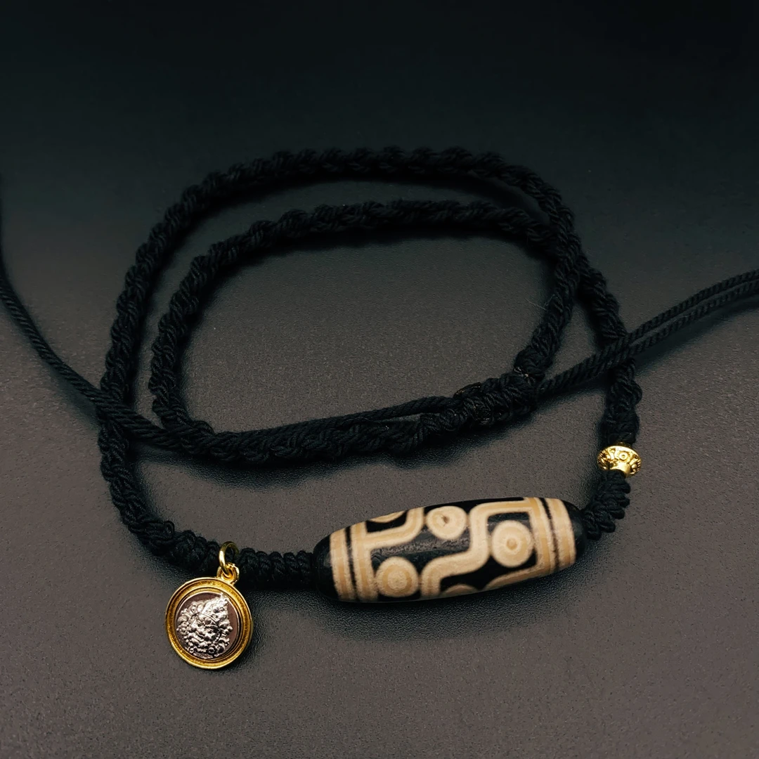 火供天珠九眼吊坠项链锁骨链手工编绳玛瑙台工艺天珠真品100%保真