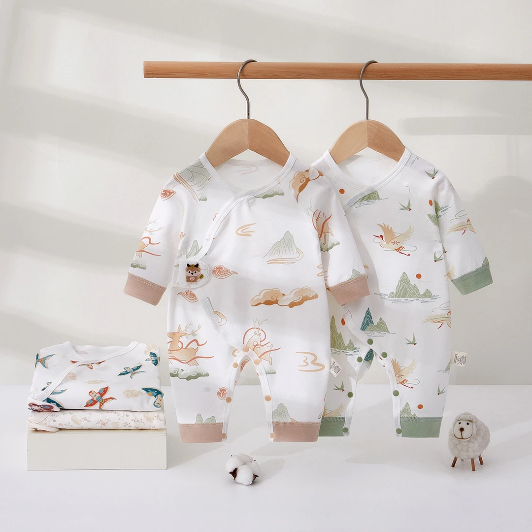 新生婴儿衣服初生纯棉无骨哈衣爬服春秋宝宝和尚服秋季婴儿连体衣