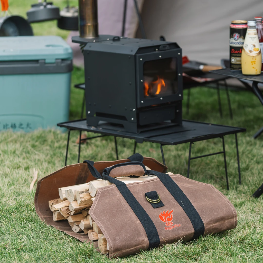 比格之火【防水柴火袋】 多用途大容量手提木柴收纳袋 防潮耐用加宽