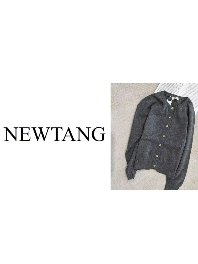 【金色爱心扣】纯色软糯开衫毛衣上衣 红色 灰色  米色 紫色藏蓝色