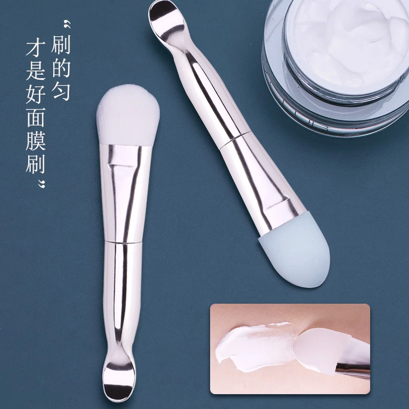 双头面膜刷TPR软胶软毛面膜美容专用 软胶硅胶柔软 勺端可挖取