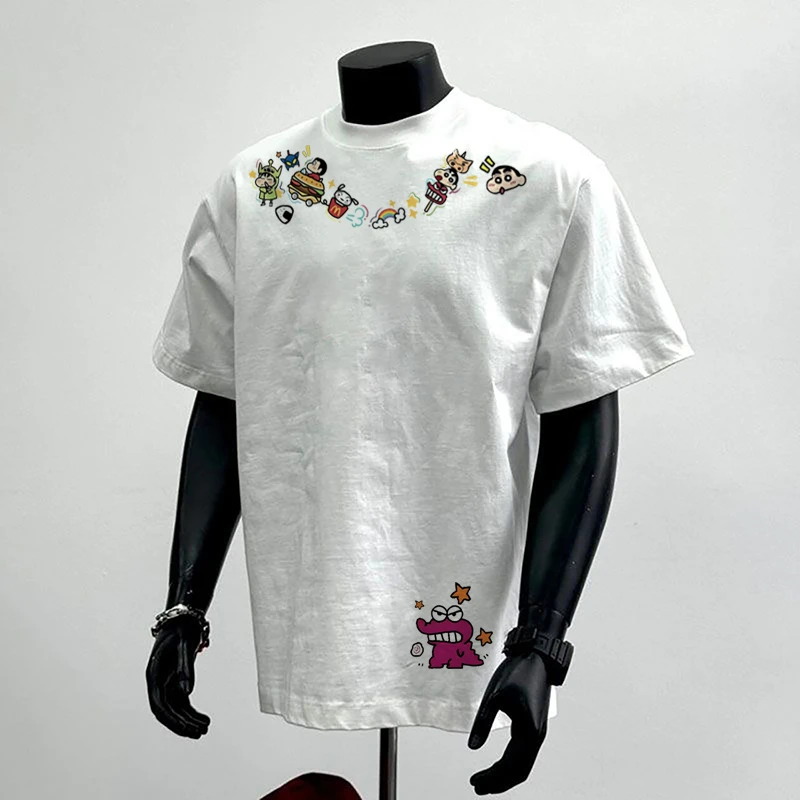 100%纯棉280克重磅男情侣夏季半袖宽松中国风印花国潮百搭潮流ins