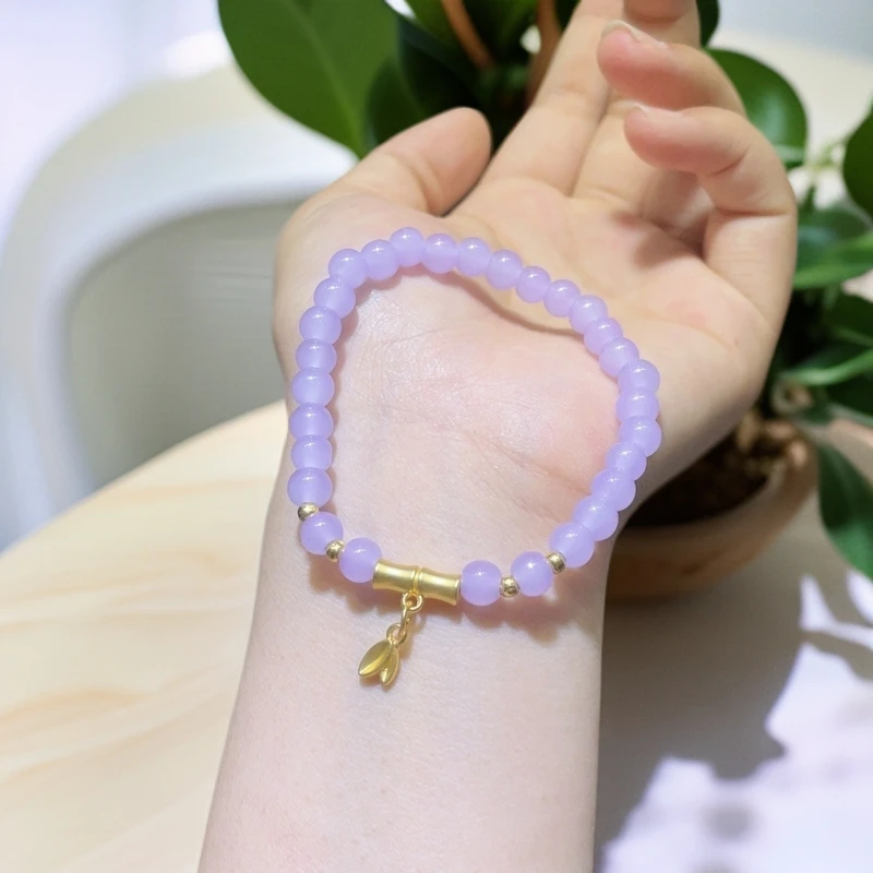 铜合金琉璃手链 TD79紫色琉璃竹节节节高升手串手链小众设计