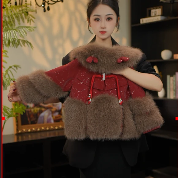 AODUOSEN/奥多森高端定制女童卡通鹿角秋冬皮衣一体毛毛外套1