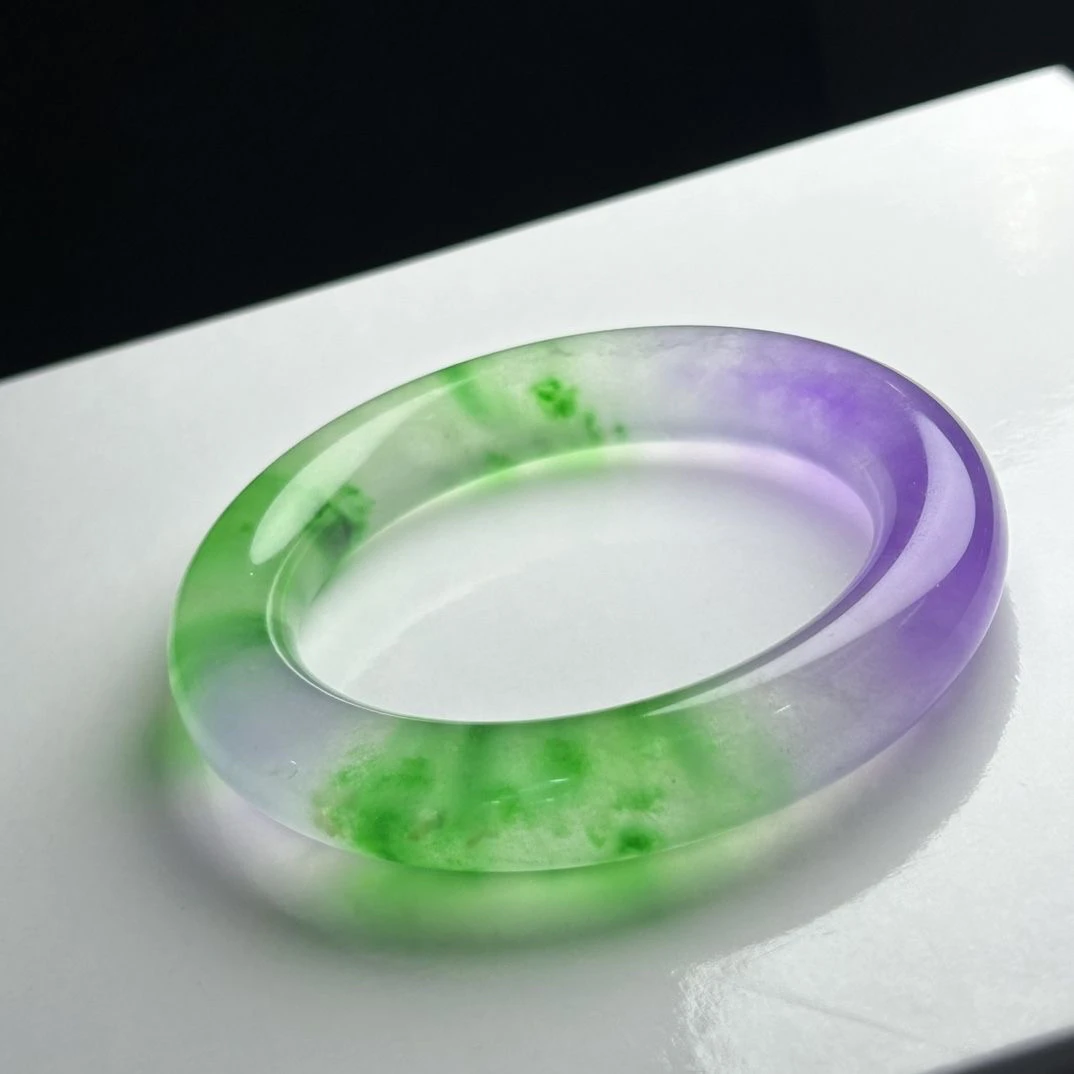 绿紫飘花手镯定制