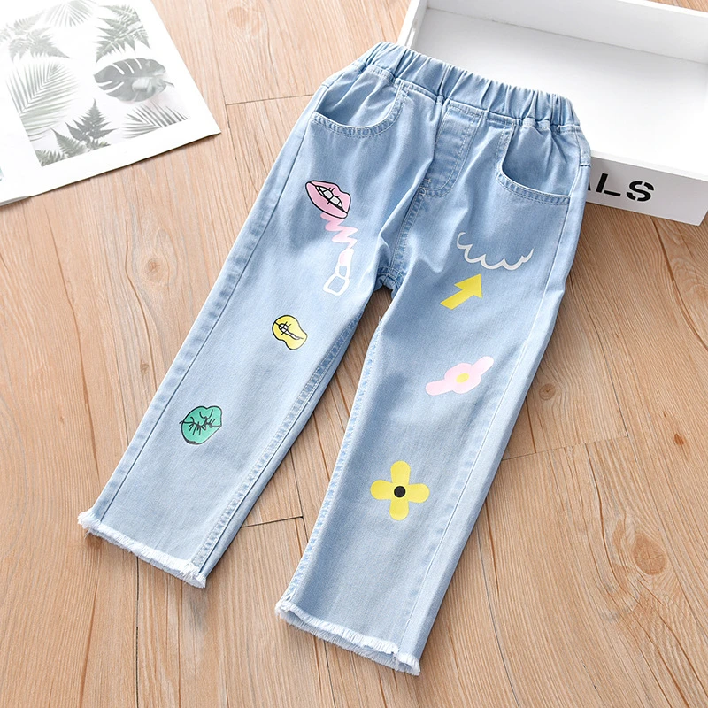 韩版女童直筒牛仔裤春秋薄款女宝宝宽松休闲儿童长裤童装裤子新款