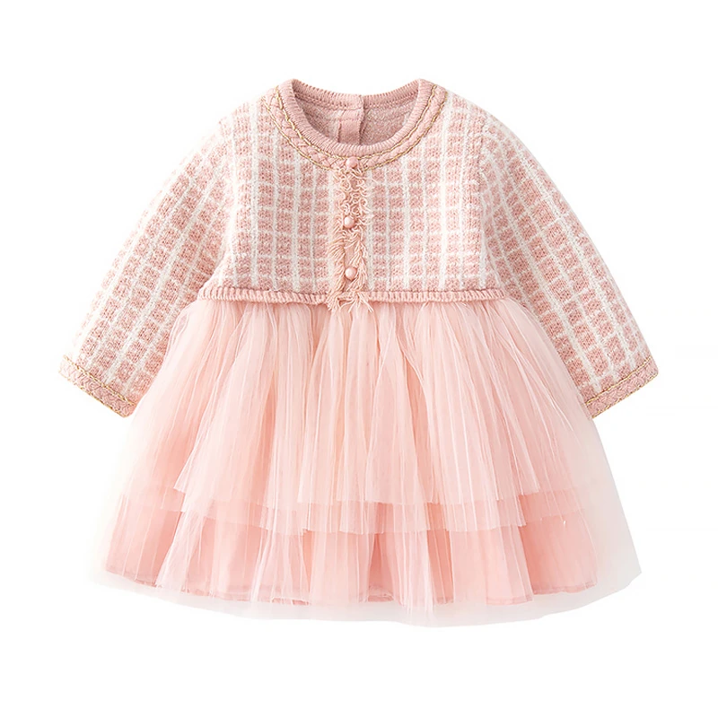 女童连衣裙秋冬2023新款花香裙子女宝宝洋气百搭小香风纱裙公主裙