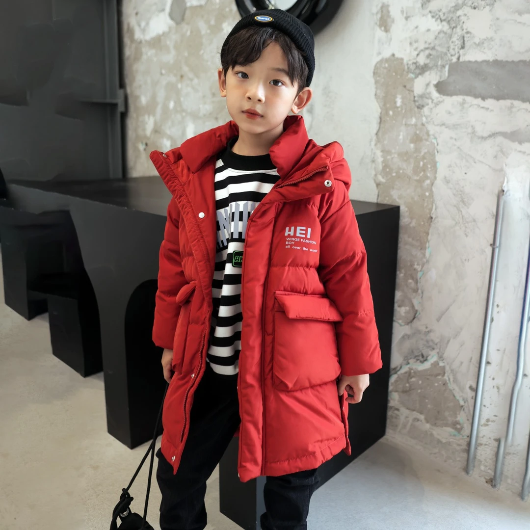 中大儿童洋气时尚通用加厚中长款休闲时尚字母印花羽绒服813440