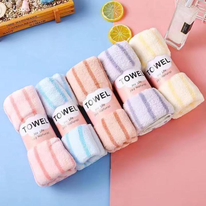 高档珊瑚绒毛巾洗脸用吸水不掉毛条纹擦头速干擦脸洗澡巾纯棉毛巾