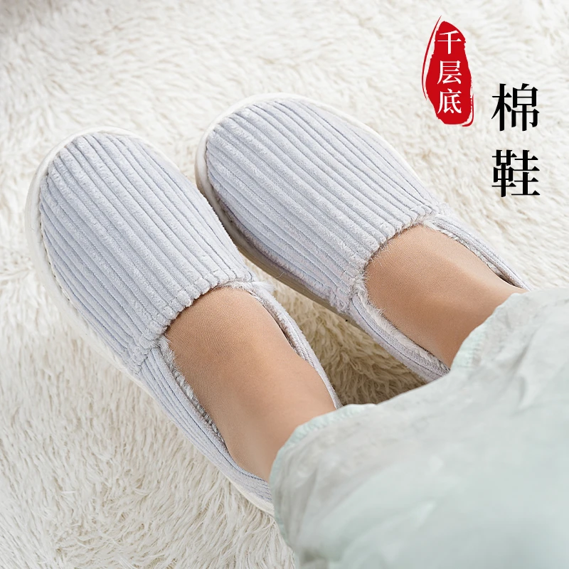 原创手工千层底布鞋女士平底套脚手工绣花鞋居家休闲面包鞋