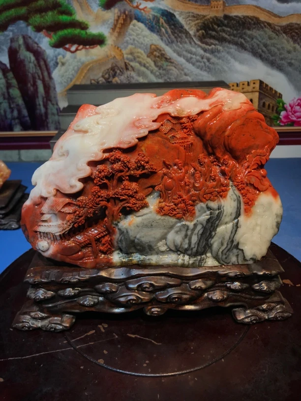 手工雕刻山水摆件